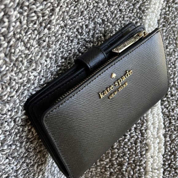 Kate Spade Staci Medium Compact Bifold Wallet Black - Picture 2 of 16
